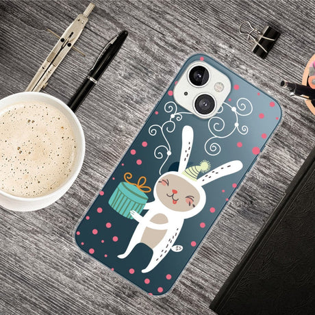 iPhone 13 Plastik Jule Cover - Gavekanin - Gennemsigtig
