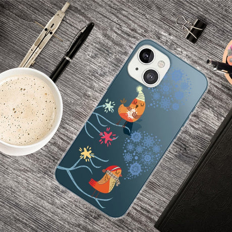 iPhone 13 Plastik Jule Cover - Julefugle - Gennemsigtig