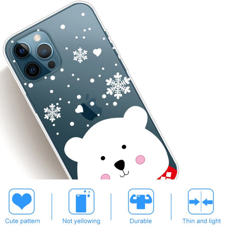 iPhone 13 Pro Fleksibelt Plast Julecover - Merry Christmas - Sød Isbjørn
