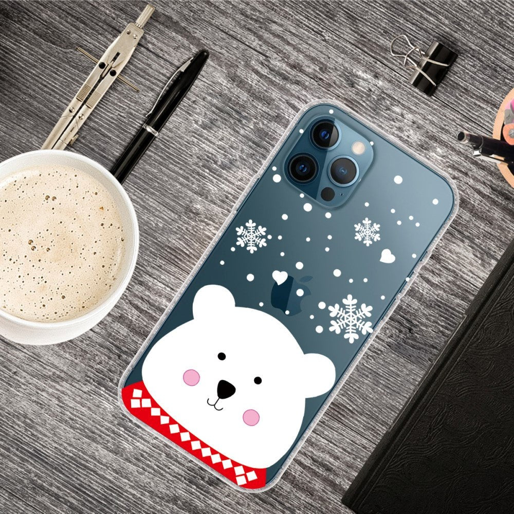 iPhone 13 Pro Fleksibelt Plast Julecover - Merry Christmas - Sød Isbjørn