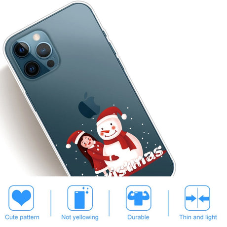 iPhone 13 Pro Fleksibelt Plast Julecover - Merry Christmas - Pige & Snemand