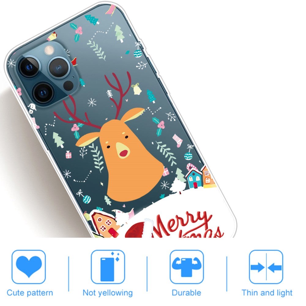 iPhone 13 Pro Fleksibelt Plast Julecover - Merry Christmas - Julerensdyr