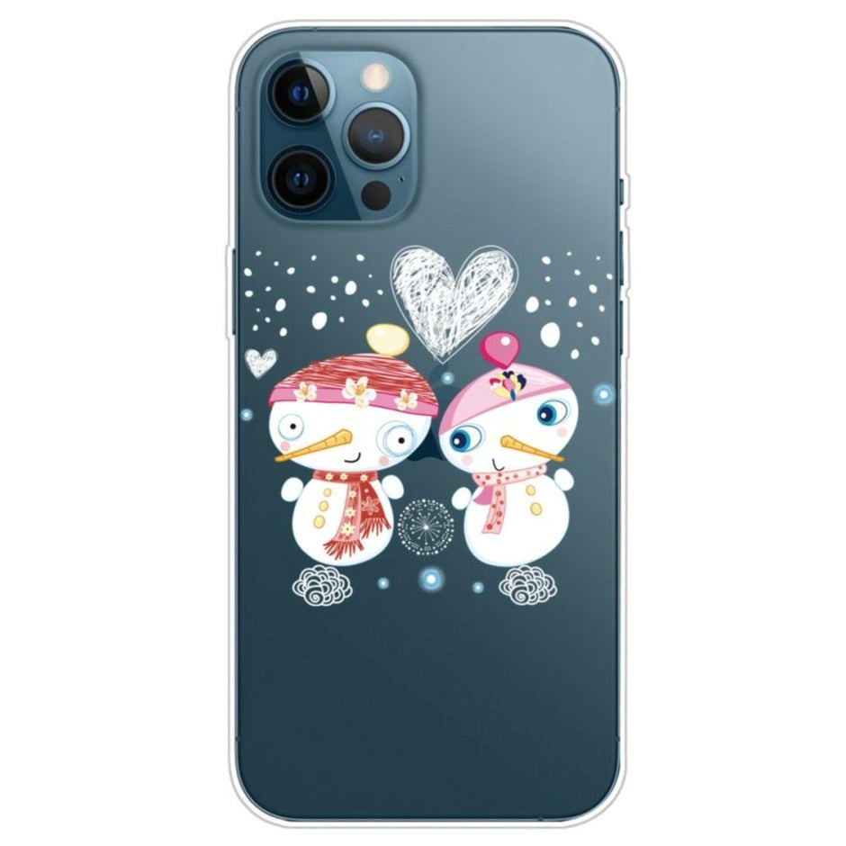 iPhone 13 Pro Fleksibelt Plast Julecover - Merry Christmas - Snemands Par