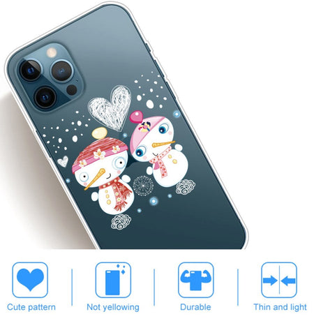 iPhone 13 Pro Fleksibelt Plast Julecover - Merry Christmas - Snemands Par