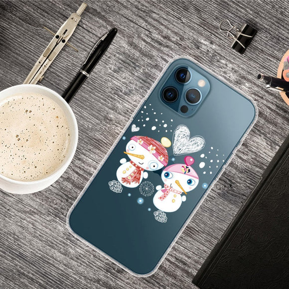 iPhone 13 Pro Fleksibelt Plast Julecover - Merry Christmas - Snemands Par