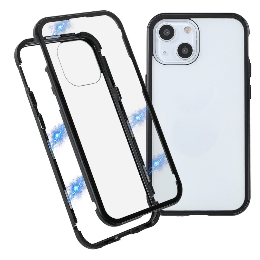 iPhone 13 Magnetisk Cover m. Glas Bagside og Forside - Sort