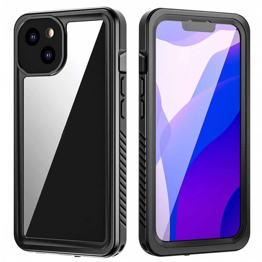 iPhone 13 IP68 Støv- & Vandtæt Cover - Gennemsigtig / Sort