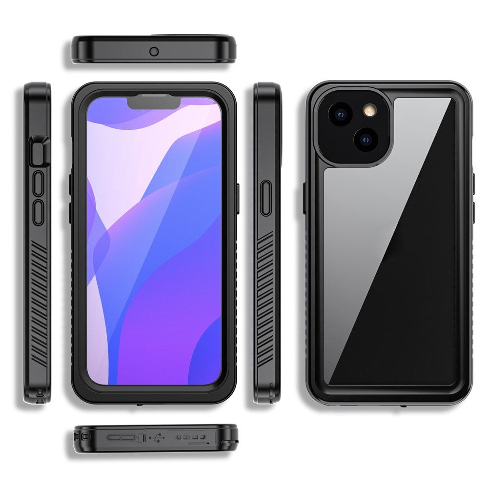 iPhone 13 IP68 Støv- & Vandtæt Cover - Gennemsigtig / Sort