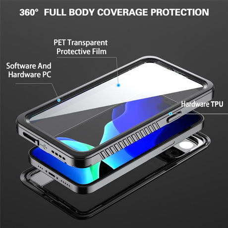 iPhone 13 Pro IP68 Støv- & Vandtæt Cover - Gennemsigtig / Sort