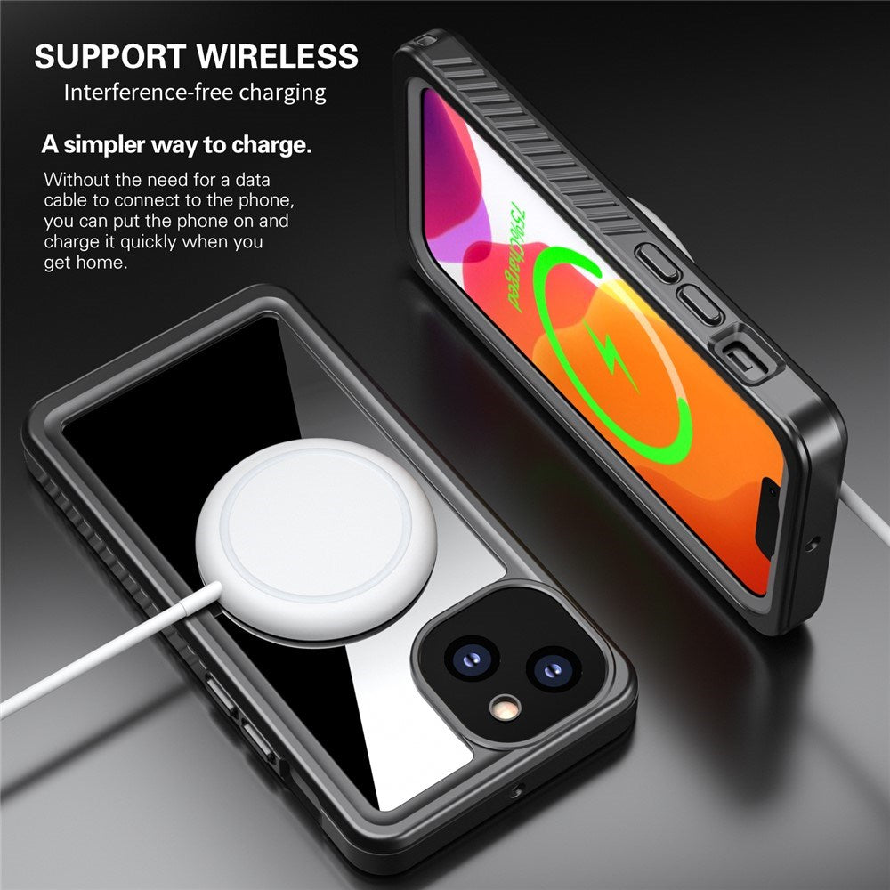 iPhone 13 Mini IP68 Støv- & Vandtæt Cover - Gennemsigtig / Sort