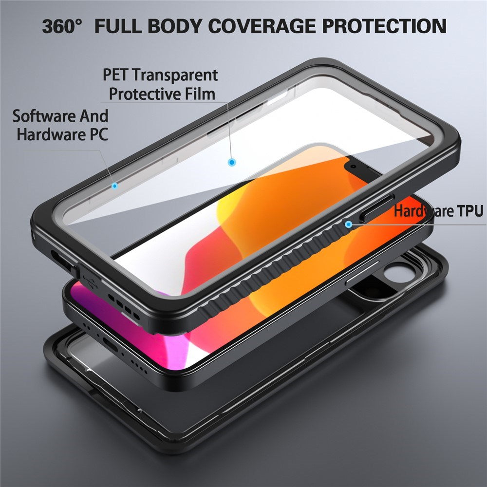 iPhone 13 Mini IP68 Støv- & Vandtæt Cover - Gennemsigtig / Sort