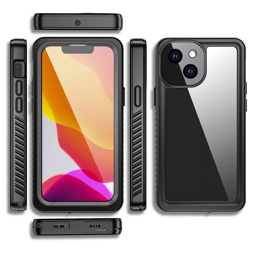 iPhone 13 Mini IP68 Støv- & Vandtæt Cover - Gennemsigtig / Sort