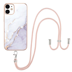 iPhone 12 / 12 Pro Marmor Hybrid Cover m. Justerbar Strop - Hvid