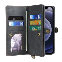 iPhone 12 / 12 Pro MEGSHI Læder Flip Cover m. Magnetisk Pung - Sort