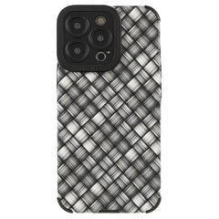 iPhone 13 Pro Fleksibelt Bagside Cover - Vævet Design - Grå