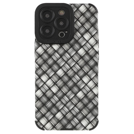 iPhone 13 Pro Fleksibelt Bagside Cover - Vævet Design - Grå