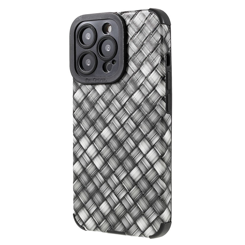 iPhone 13 Pro Fleksibelt Bagside Cover - Vævet Design - Grå
