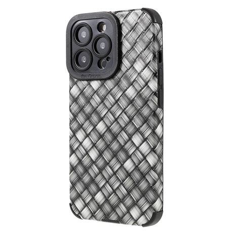 iPhone 13 Pro Fleksibelt Bagside Cover - Vævet Design - Grå
