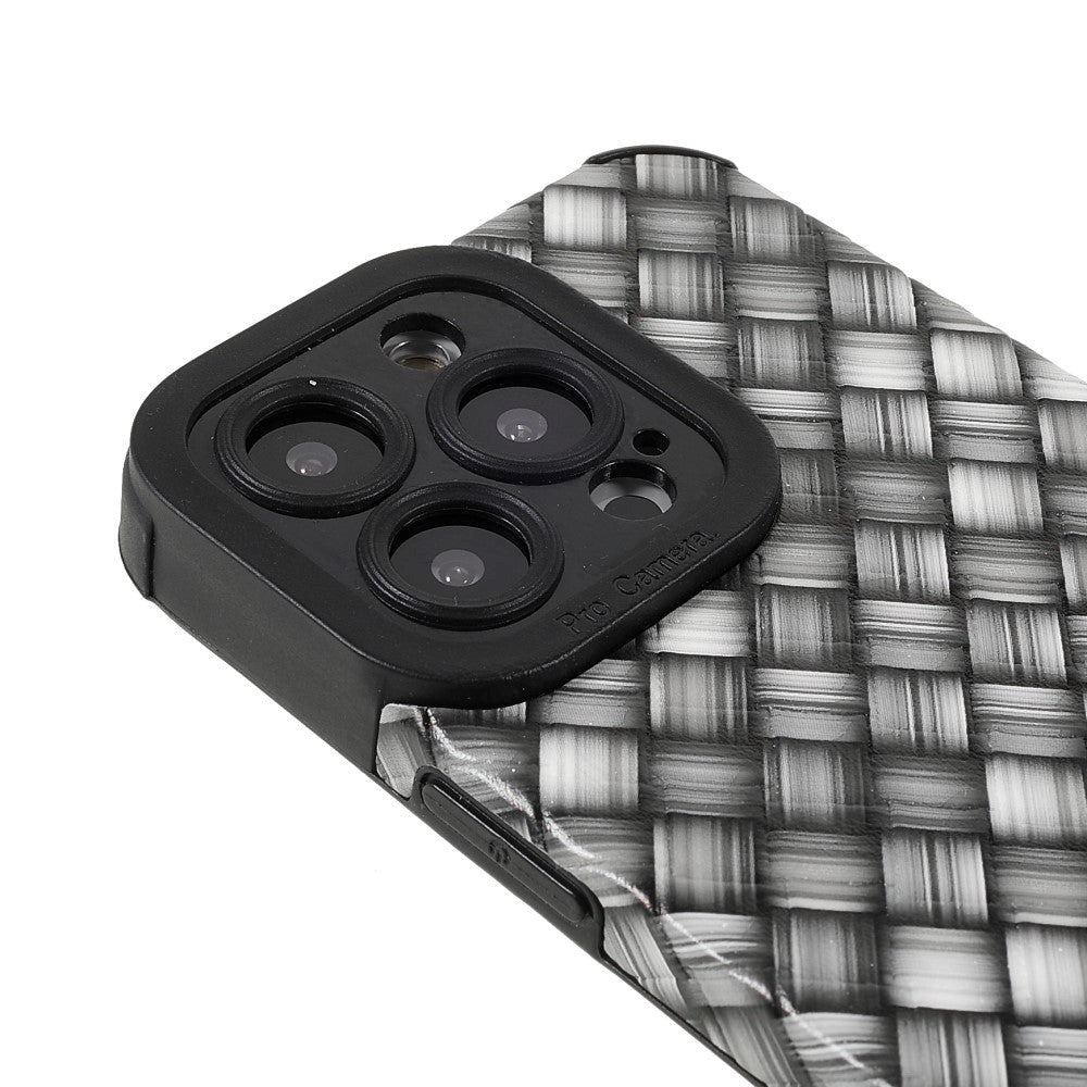 iPhone 13 Pro Fleksibelt Bagside Cover - Vævet Design - Grå