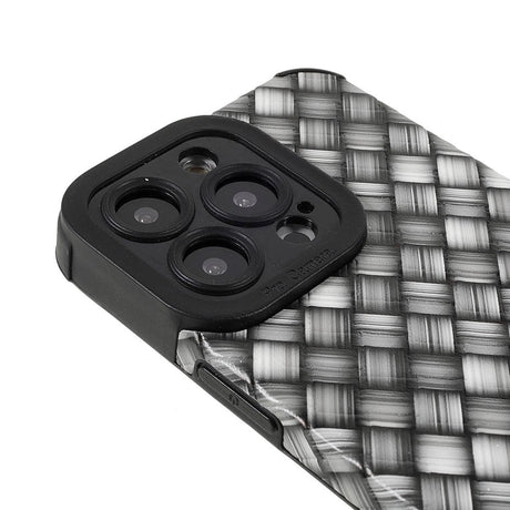 iPhone 13 Pro Fleksibelt Bagside Cover - Vævet Design - Grå