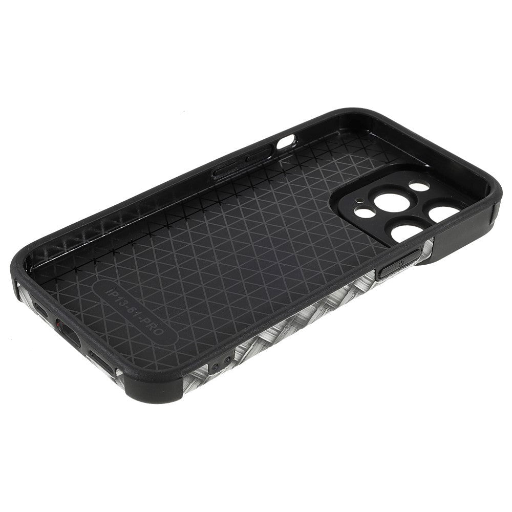 iPhone 13 Pro Fleksibelt Bagside Cover - Vævet Design - Grå