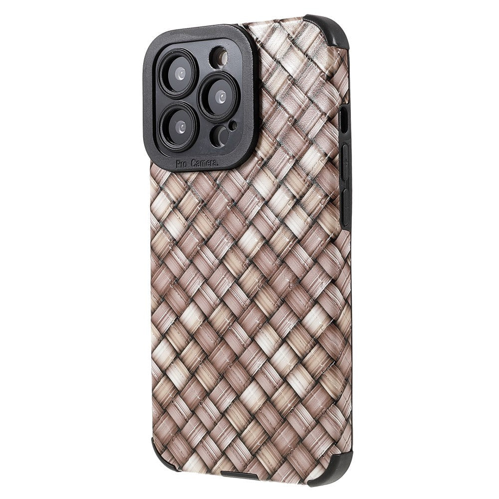 iPhone 13 Pro Fleksibelt Bagside Cover - Vævet Design - Brun