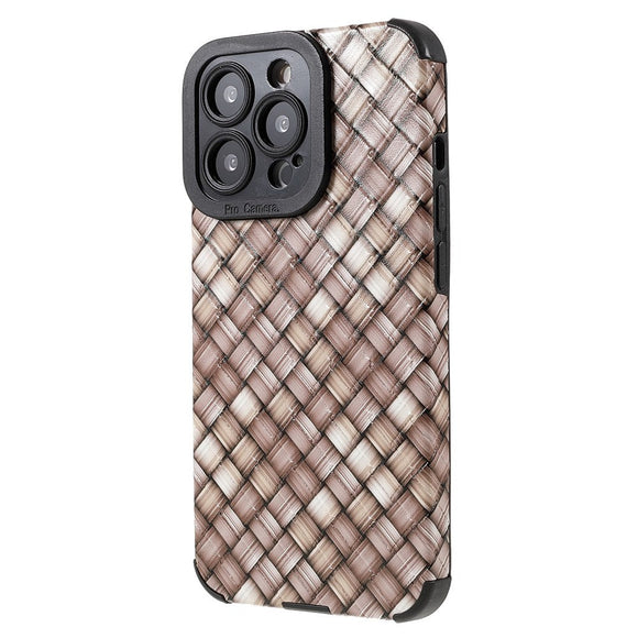 iPhone 13 Pro Fleksibelt Bagside Cover - Vævet Design - Brun