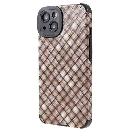 iPhone 13 Fleksibelt Bagside Cover - Vævet Design - Brun