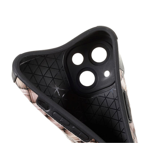 iPhone 13 Fleksibelt Bagside Cover - Vævet Design - Brun