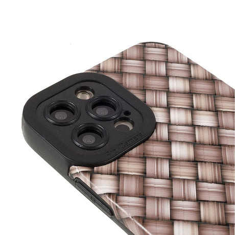 iPhone 12 Pro Fleksibelt Bagside Cover - Vævet Design - Brun