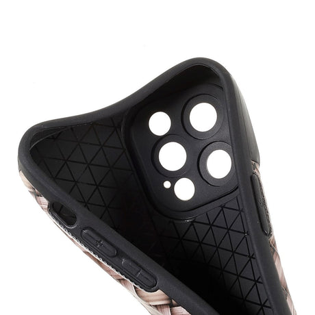 iPhone 12 Pro Fleksibelt Bagside Cover - Vævet Design - Brun