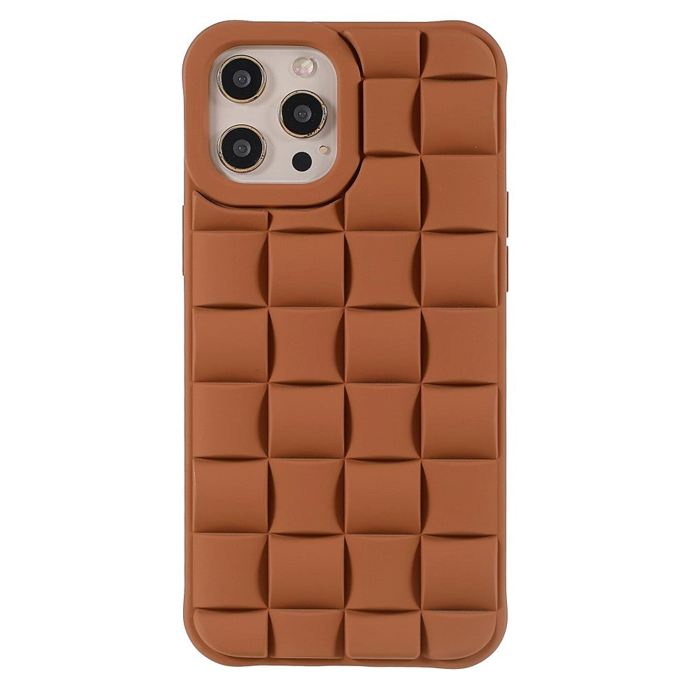iPhone 13 Pro Gitter Tekstur Silikone Cover - Brun