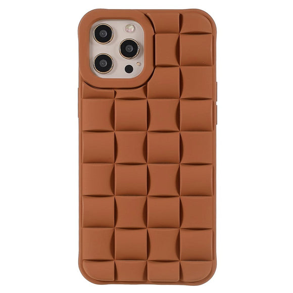 iPhone 13 Pro Gitter Tekstur Silikone Cover - Brun