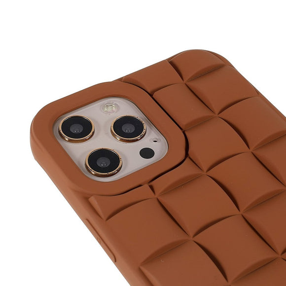 iPhone 13 Pro Gitter Tekstur Silikone Cover - Brun