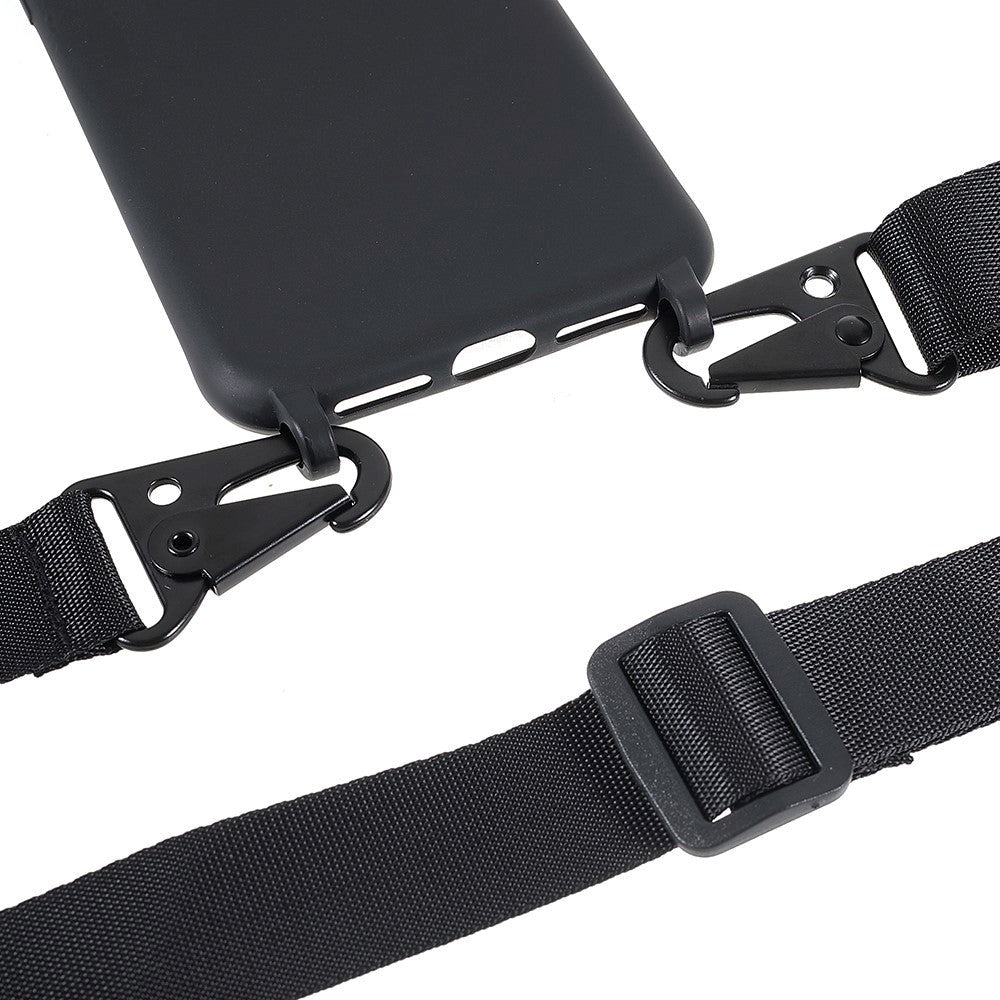 iPhone SE (2022 / 2020) / 8 / 7 Fleksibelt Plastik Cover m. Skulderstrop - Sort
