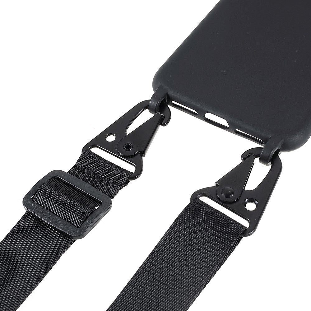 iPhone SE (2022 / 2020) / 8 / 7 Fleksibelt Plastik Cover m. Skulderstrop - Sort