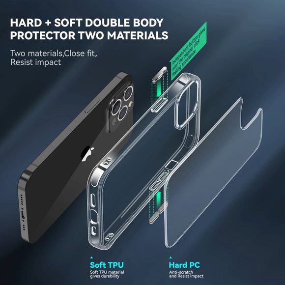 iPhone 12 Pro Max Crystal Clear Hybrid Plastik Cover - Gennemsigtig
