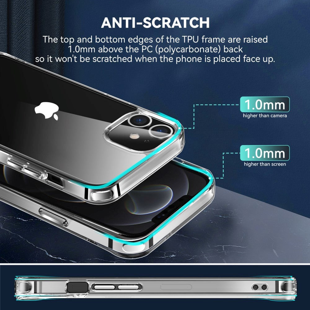 iPhone 12 / 12 Pro Crystal Clear Hybrid Plastik Cover - Gennemsigtig