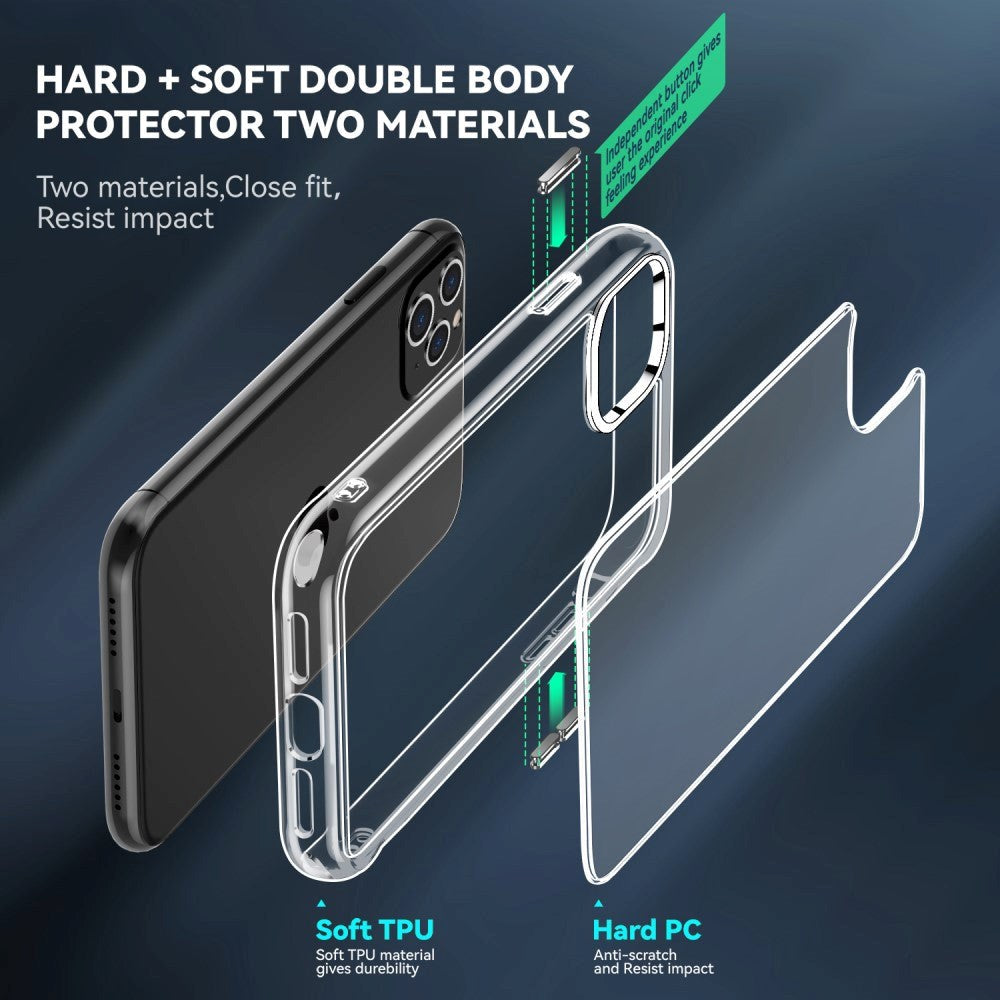 iPhone 11 Pro Crystal Clear Hybrid Plastik Cover - Gennemsigtig
