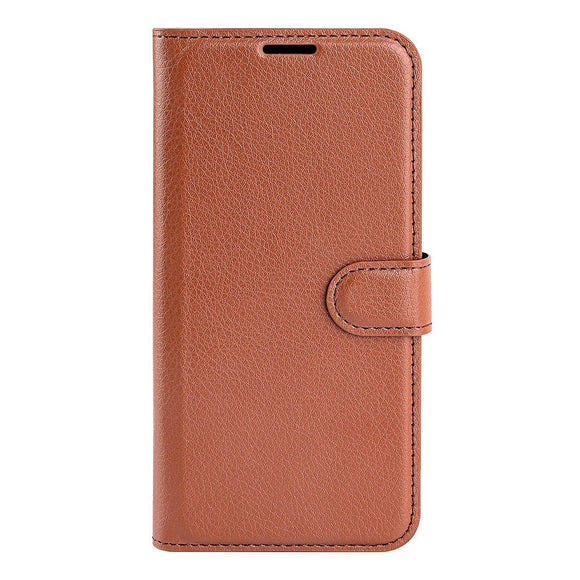 iPhone 14 Litchi Læder Flip Cover m. Pung - Brun