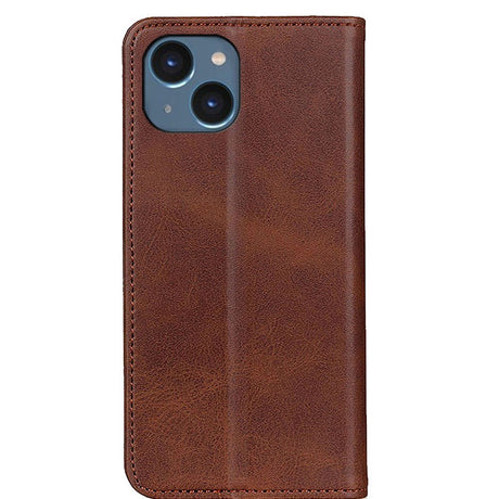 iPhone 14 Læder Cover m. Pung & Magnetisk Luk - Mørkebrun
