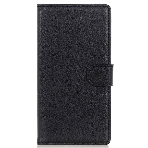 iPhone 14 Pro Litchi Læder Cover m. Pung & Magnetisk Luk - Sort