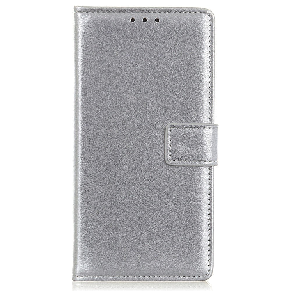 iPhone 14 Plus Læder Cover m. Pung  - Sølv