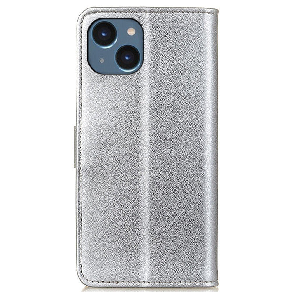iPhone 14 Plus Læder Cover m. Pung  - Sølv