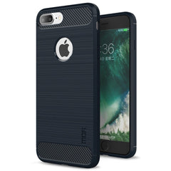 iPhone 7 Plus / 8 Plus Mofi Brushed Carbon Fiber Fleksibelt Plastik Cover - Blå