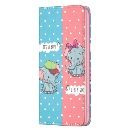 iPhone 14 Pro Læder Cover m. Pung & Ståfunktion -  Elefanter