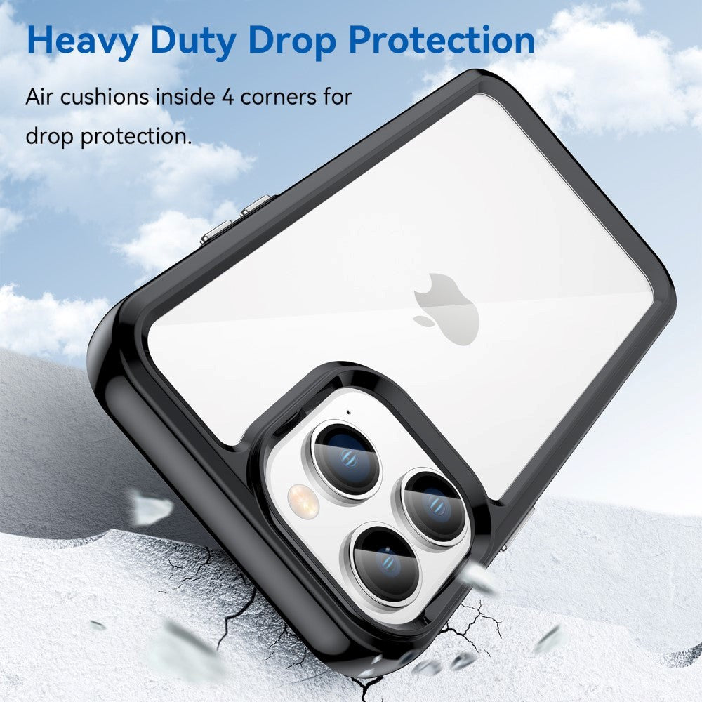 iPhone 14 Pro Hybrid Plastik Cover - Gennemsigtig / Sort