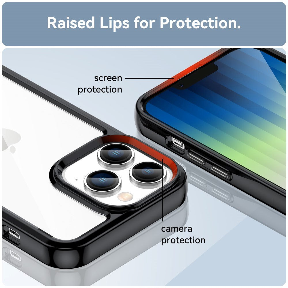 iPhone 14 Pro Hybrid Plastik Cover - Gennemsigtig / Sort
