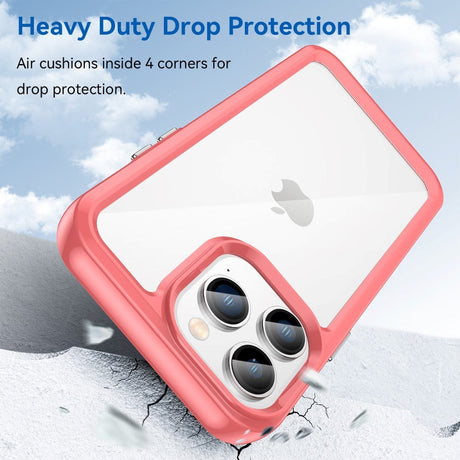 iPhone 14 Pro Hybrid Plastik Cover - Gennemsigtig / Rød