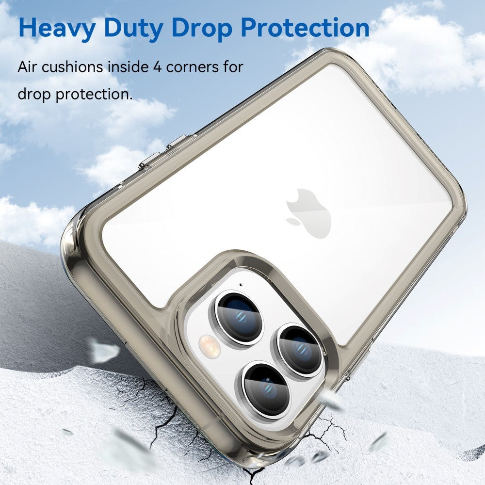 iPhone 14 Pro Hybrid Plastik Cover - Gennemsigtig / Transparent Grå